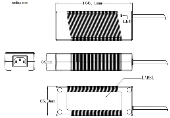 Technische Zeichnung - CUI Inc SDI120 AC/DC-Netzteile